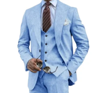 Elegant Suit for Men Stylish 3 Pieces Blazer Vest and Pant Set Comfy Tuxedo Set Wedding Ceremony Groomsmen Business High Quality - Image 2