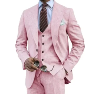 Elegant Suit for Men Stylish 3 Pieces Blazer Vest and Pant Set Comfy Tuxedo Set Wedding Ceremony Groomsmen Business High Quality - Image 3