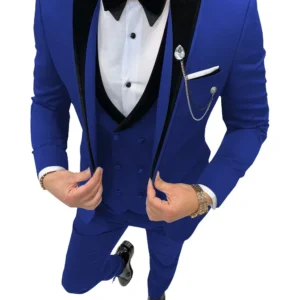 Formal Men's Suit 3 Pieces Blazer Vest and Pant Set Velvet Peak Lapel Slim Fit Tuxedo Set for Business Wedding Prom Suit for Men - Image 6