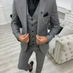 Slim Fit Men's Suits Elegant Suits for Men 3 Pieces Blazer Vest and Pants Set Peak Lapel Wedding Banquet Business Evening Party - Image 4