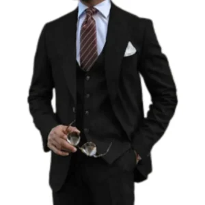 Elegant Suit for Men Stylish 3 Pieces Blazer Vest and Pant Set Comfy Tuxedo Set Wedding Ceremony Groomsmen Business High Quality - Image 4