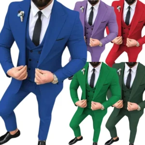 Formal Elegant Mens Suit Slim Fit 3 Piece Blazer Vest Pants Sets Peak Lapel Men Tuxedo Business Suit Prom Wedding High Quality - Image 1
