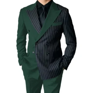 2024 New Luxury Men's Striped Suits Slim Fit Peak Lapel 2 Pieces Blazer and Pants Set for Wedding Prom Evening Party - Image 5