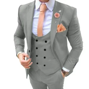2024 New High Quality Suits for Men Peak Lapel Tuxedo Set 3 Pieces Blazer Vest and Pants Set for Wedding Business Prom - Image 6