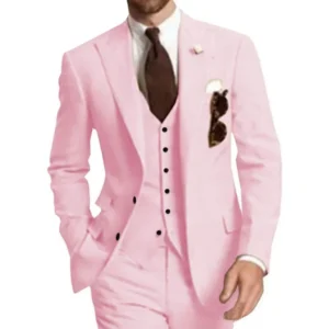 Fashion Men's Elegant Suit Peak Lapel 3 Pieces Blazer Vest and Pants Tuxedo Suit for Men for Wedding Business Banquet Male Suit - Image 5