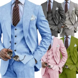 Elegant Suit for Men Stylish 3 Pieces Blazer Vest and Pant Set Comfy Tuxedo Set Wedding Ceremony Groomsmen Business High Quality - Image 1