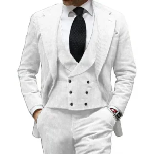 Men's Suits Corduroy 3 Piece Blazer Vest and Pants Set Notched Lapel Vintage Slim Fit Tuxedo Set for Weddings Evening Party Prom - Image 4