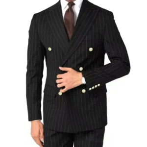 Luxury Striped Suits for Men 2 Pieces Blazer and Pants Set Peak Lapel Tuxedo Set for Wedding Business Prom Striped Suit Men - Image 3