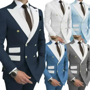 Elegant Suit for Men Peak Lapel 2 Pieces Blazer and Pants Set Slim Fit Tuxedo Suits for Men Wedding Dresses Evening Party - Image 1