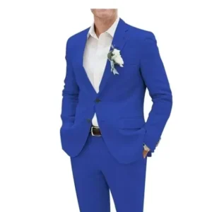 Formal Flax Men's Suits 2 Pieces Blazer and Pants Linen Suit Notched Lapel Slim Fit Tuxedo Wedding Dresses Business Ceremony - Image 3