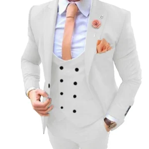 2024 New High Quality Suits for Men Peak Lapel Tuxedo Set 3 Pieces Blazer Vest and Pants Set for Wedding Business Prom - Image 2