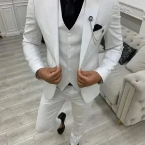 Slim Fit Men's Suits Elegant Suits for Men 3 Pieces Blazer Vest and Pants Set Peak Lapel Wedding Banquet Business Evening Party - Image 2