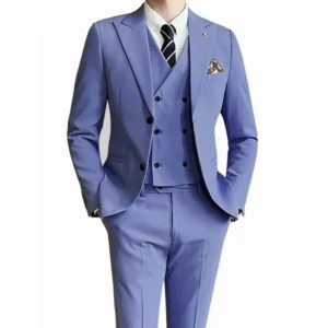 2024 New Regular Slim Fit Suits for Men Peak Lapel 3 Pieces Blazer Vest and Pant Business Wedding Dresses Tuxedo Suits for Men - Image 2