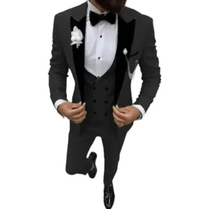 Classic Tuxedo Suits for Men Luxury Velvet Peak Lapel 3 Pieces Blazer Vest and Pants Set for Wedding Dresses Ceremony Suit Male - Image 6