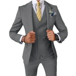 Regular Classic Men's Suits Fit Slim 3 Pieces Blazer+Vests+Pants Double Breasted Vest Prom Tuxedos Set Business Wedding Party - Image 5