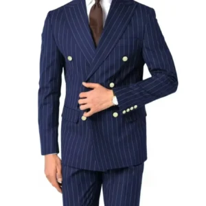 Luxury Striped Suits for Men 2 Pieces Blazer and Pants Set Peak Lapel Tuxedo Set for Wedding Business Prom Striped Suit Men - Image 4