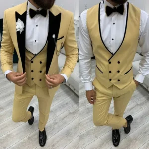 Classic Tuxedo Suits for Men Luxury Velvet Peak Lapel 3 Pieces Blazer Vest and Pants Set for Wedding Dresses Ceremony Suit Male - Image 2