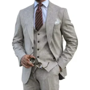 Elegant Suit for Men Stylish 3 Pieces Blazer Vest and Pant Set Comfy Tuxedo Set Wedding Ceremony Groomsmen Business High Quality - Image 6