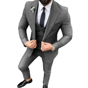 Formal Elegant Mens Suit Slim Fit 3 Piece Blazer Vest Pants Sets Peak Lapel Men Tuxedo Business Suit Prom Wedding High Quality - Image 2
