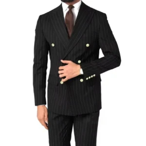 Luxury Striped Suits for Men 2 Pieces Blazer and Pants Set Peak Lapel Tuxedo Set for Wedding Business Prom Striped Suit Men - Image 5