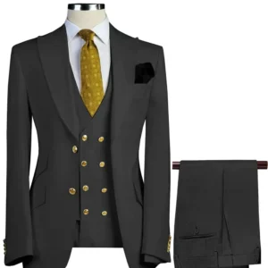 Formal Slim Fit Suits for Men Peak Lapel 3 Pieces Blazer Vest and Pants Set Luxury Men's Suit for Wedding Business Prom - Image 2