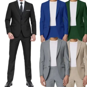 Mens Suits Notched Lapel 2 Piece Blazer Vest and Pant Set Casual Suit for Men Wedding Dresses Groomsmen Evening Party Tuxedo Set - Image 1
