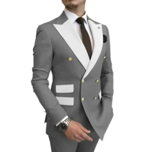 Elegant Suit for Men Peak Lapel 2 Pieces Blazer and Pants Set Slim Fit Tuxedo Suits for Men Wedding Dresses Evening Party - Image 4