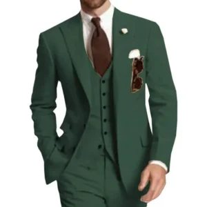 Fashion Men's Elegant Suit Peak Lapel 3 Pieces Blazer Vest and Pants Tuxedo Suit for Men for Wedding Business Banquet Male Suit - Image 3