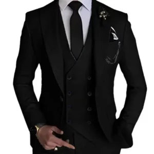 Stylish Suit for Men 3 Pieces Blazer Vest and Pants Set Peak Lapel Tuxedo Set Business Evening Party Groomsmen Prom Outfit - Image 4