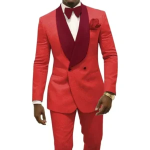 Men's Jacquard Suit Two Pieces Blazer Pant Set Shawl Lapel Tuxedo Set for Business Wedding Party - Image 4