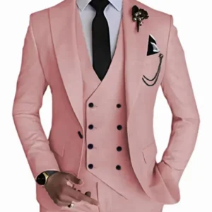 Stylish Suit for Men 3 Pieces Blazer Vest and Pants Set Peak Lapel Tuxedo Set Business Evening Party Groomsmen Prom Outfit - Image 5