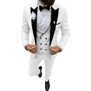 Classic Tuxedo Suits for Men Luxury Velvet Peak Lapel 3 Pieces Blazer Vest and Pants Set for Wedding Dresses Ceremony Suit Male - Image 3