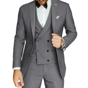 Men's Suits Elegant Notched Lapel Tuxedo 3 Pieces Blazer Vest and Pants Set Formal Men's Suit for Wedding Business Prom - Image 3