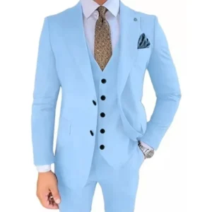 2024 New Luxury Suits for Men 3 Pieces Blazer Vest and Pants Set Formal Peak Lapel Tuxedo Set for Business Prom Banquet - Image 2