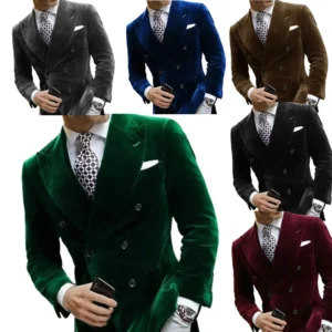 Men's Velvet Suits 1 Piece Blazer Peak Lapel Slim Fit Suits Formal Wedding Dresses Prom Dinner Party Business Tuxedo Set - Image 1