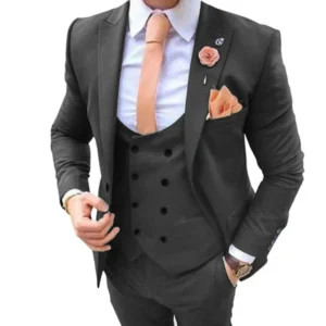 2024 New High Quality Suits for Men Peak Lapel Tuxedo Set 3 Pieces Blazer Vest and Pants Set for Wedding Business Prom - Image 3